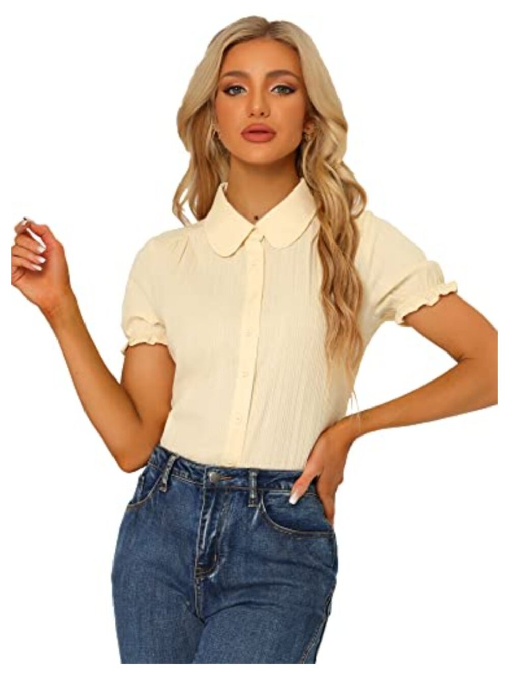Vintage Peter Pan Collar Cotton Button Down Shirt